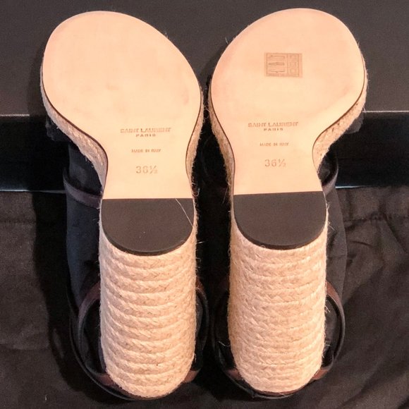 Cassandra Espadrilles 105 YSL Logo Platform Wedge - Picture 9 of 14